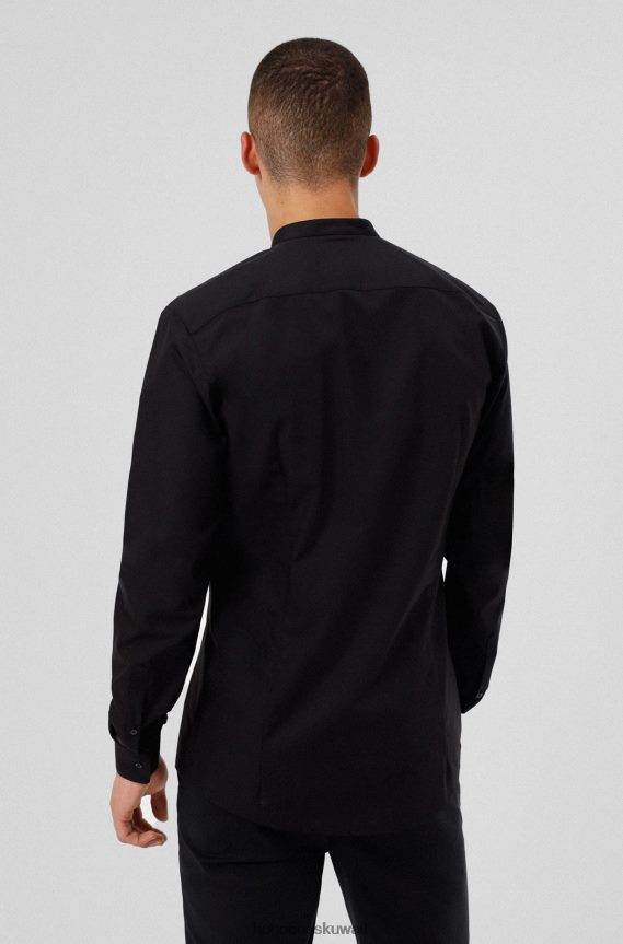 4TFNJN2204 أسود Hugo Boss قميص Hugo سهل الكي بقصّة نحيفة للغاية من قطن البوبلين باللون الأسود