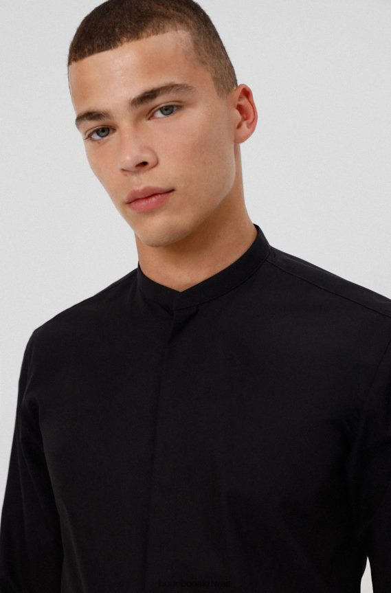 4TFNJN2204 أسود Hugo Boss قميص Hugo سهل الكي بقصّة نحيفة للغاية من قطن البوبلين باللون الأسود
