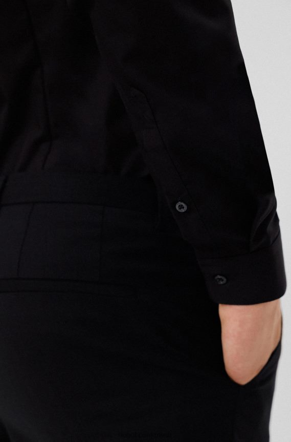 4TFNJN2204 أسود Hugo Boss قميص Hugo سهل الكي بقصّة نحيفة للغاية من قطن البوبلين باللون الأسود