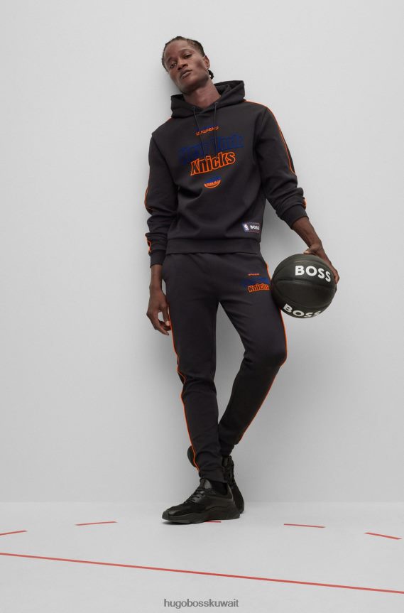 4TFNJN2208 الدوري الاميركي للمحترفين نيكس Hugo Boss وبنطلون بدلة رياضية من مزيج القطن مع شعارات NBA المطبوعة