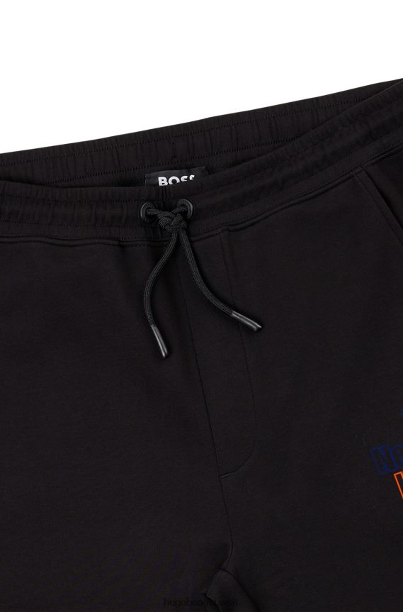 4TFNJN2208 الدوري الاميركي للمحترفين نيكس Hugo Boss وبنطلون بدلة رياضية من مزيج القطن مع شعارات NBA المطبوعة