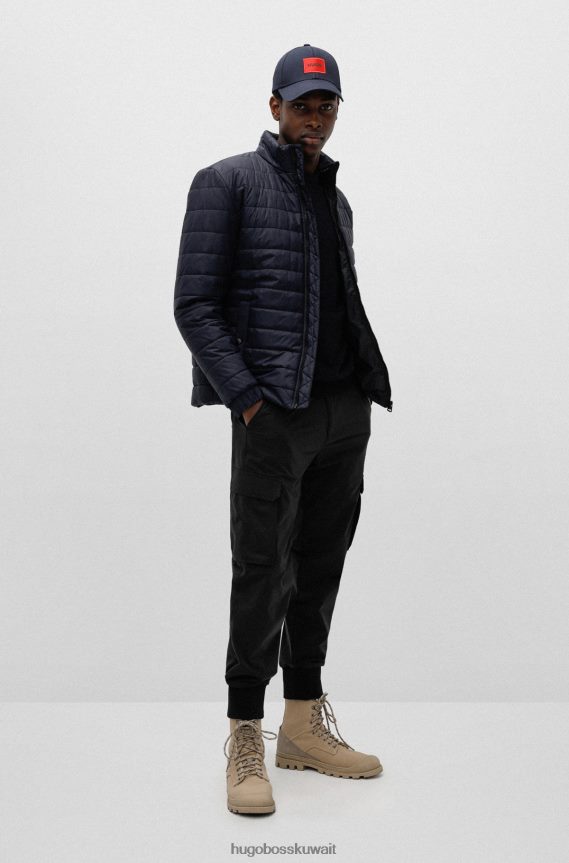 4TFNJN2213 أزرق غامق Hugo Boss سترة هوغو مبطنة مقاومة للماء باللون الأزرق الداكن مع طباعة الشعار