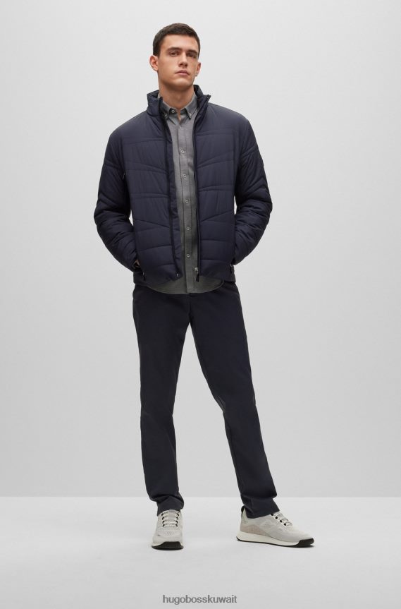 4TFNJN2221 رمادي Hugo Boss قميص Hugo بقصة عادية من قطن بيكيه مع شعار باللون الرمادي