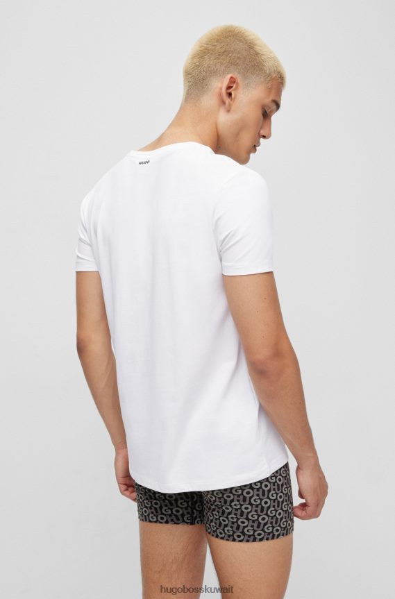 4TFNJN2223 أبيض Hugo Boss حزمة من قطعتين من تيشيرت بيضاء بياقة دائرية من هوغو جيرسي القطني المطاطي