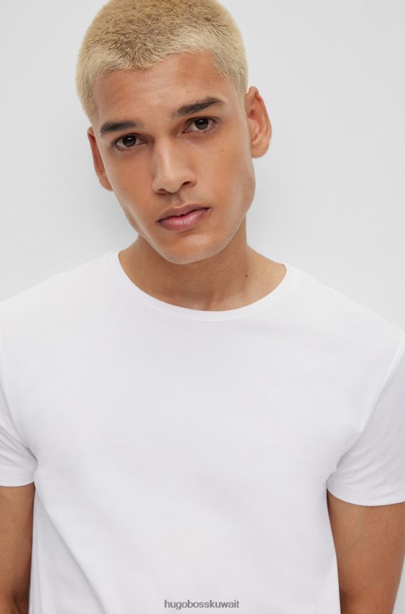 4TFNJN2223 أبيض Hugo Boss حزمة من قطعتين من تيشيرت بيضاء بياقة دائرية من هوغو جيرسي القطني المطاطي