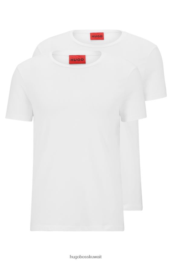 4TFNJN2223 أبيض Hugo Boss حزمة من قطعتين من تيشيرت بيضاء بياقة دائرية من هوغو جيرسي القطني المطاطي