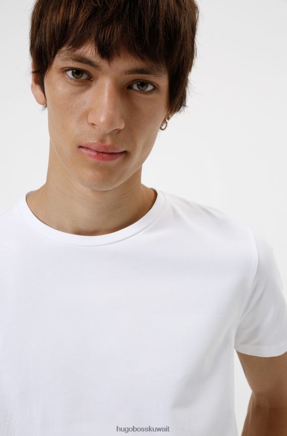 4TFNJN2224 رمادي فاتح Hugo Boss حزمة من قطعتين من تيشيرتات برقبة دائرية مصنوعة من قطن الجيرسيه المطاطي بلون رمادي فاتح