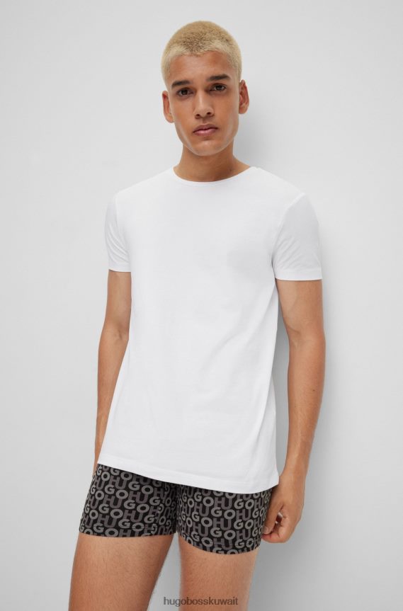 4TFNJN2225 أبيض أسود Hugo Boss حزمة من قطعتين من تيشيرت هوغو باللون الأبيض مصنوعة من قطن الجيرسيه المطاطي