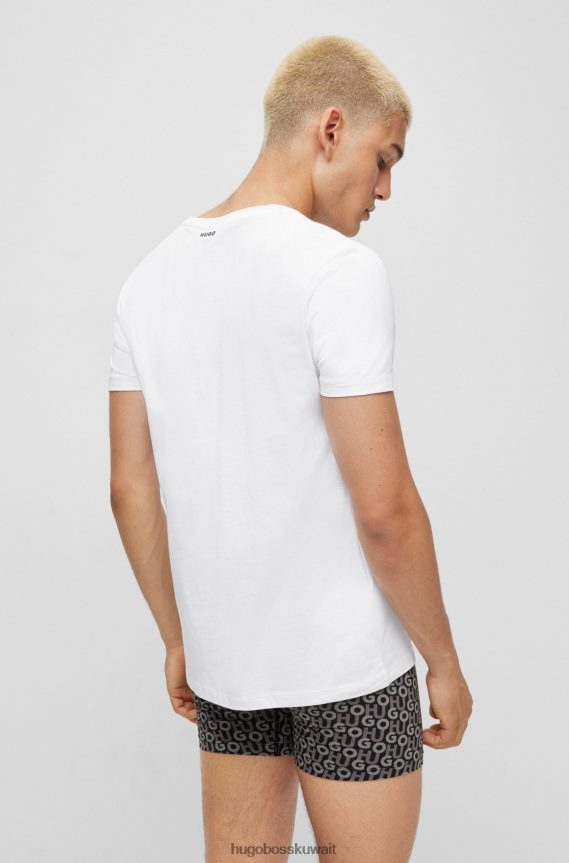 4TFNJN2225 أبيض أسود Hugo Boss حزمة من قطعتين من تيشيرت هوغو باللون الأبيض مصنوعة من قطن الجيرسيه المطاطي