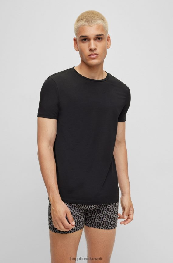 4TFNJN2225 أبيض أسود Hugo Boss حزمة من قطعتين من تيشيرت هوغو باللون الأبيض مصنوعة من قطن الجيرسيه المطاطي