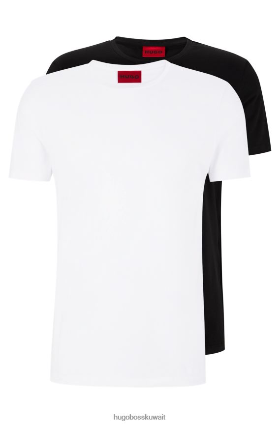 4TFNJN2225 أبيض أسود Hugo Boss حزمة من قطعتين من تيشيرت هوغو باللون الأبيض مصنوعة من قطن الجيرسيه المطاطي