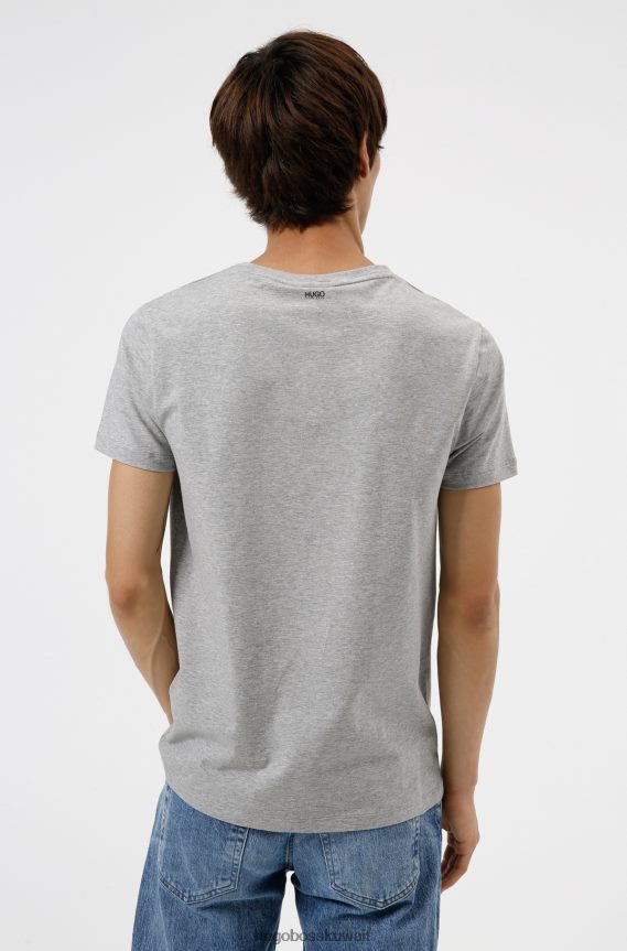 4TFNJN2226 رمادي فاتح Hugo Boss Hugo حزمة من قطعتين من تيشيرتات برقبة دائرية باللون الرمادي الفاتح مصنوعة من قطن الجيرسيه المطاطي