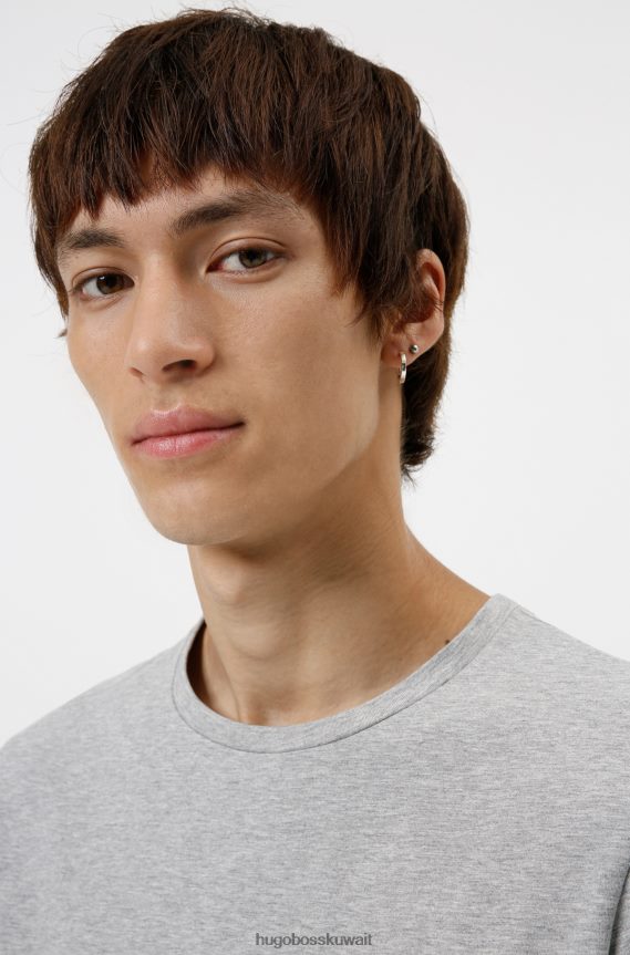 4TFNJN2226 رمادي فاتح Hugo Boss Hugo حزمة من قطعتين من تيشيرتات برقبة دائرية باللون الرمادي الفاتح مصنوعة من قطن الجيرسيه المطاطي