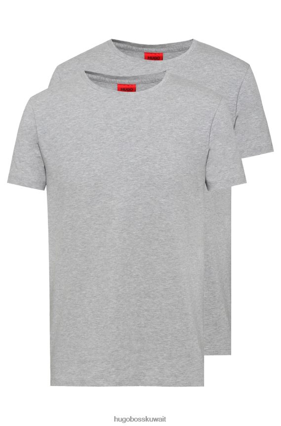 4TFNJN2226 رمادي فاتح Hugo Boss Hugo حزمة من قطعتين من تيشيرتات برقبة دائرية باللون الرمادي الفاتح مصنوعة من قطن الجيرسيه المطاطي