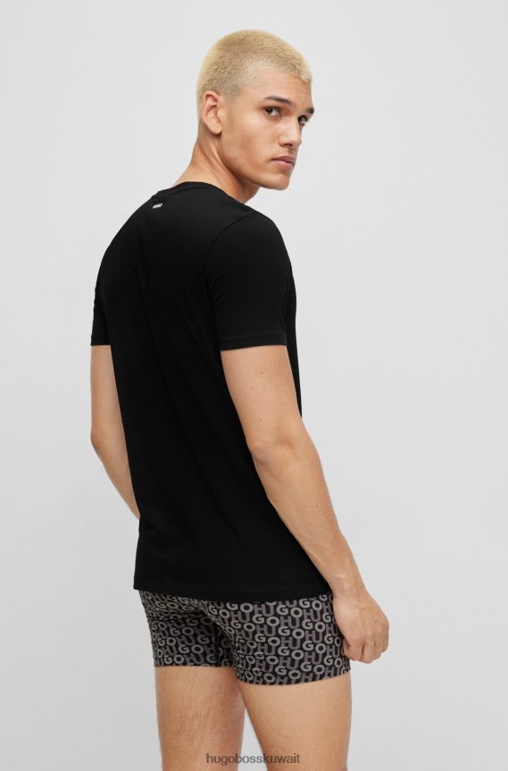 4TFNJN2227 أسود Hugo Boss Hugo حزمة من قطعتين من تيشيرتات برقبة دائرية مصنوعة من قطن الجيرسيه المطاطي باللون الأسود