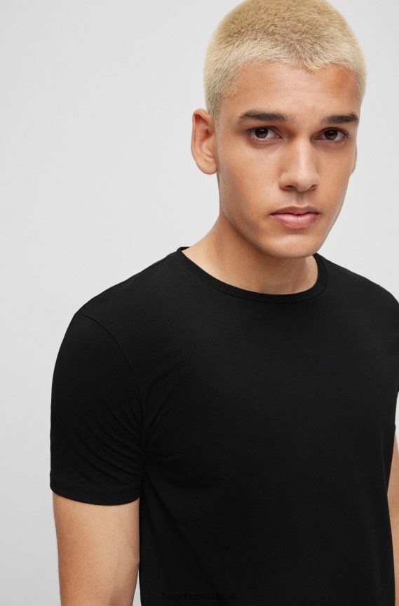 4TFNJN2227 أسود Hugo Boss Hugo حزمة من قطعتين من تيشيرتات برقبة دائرية مصنوعة من قطن الجيرسيه المطاطي باللون الأسود