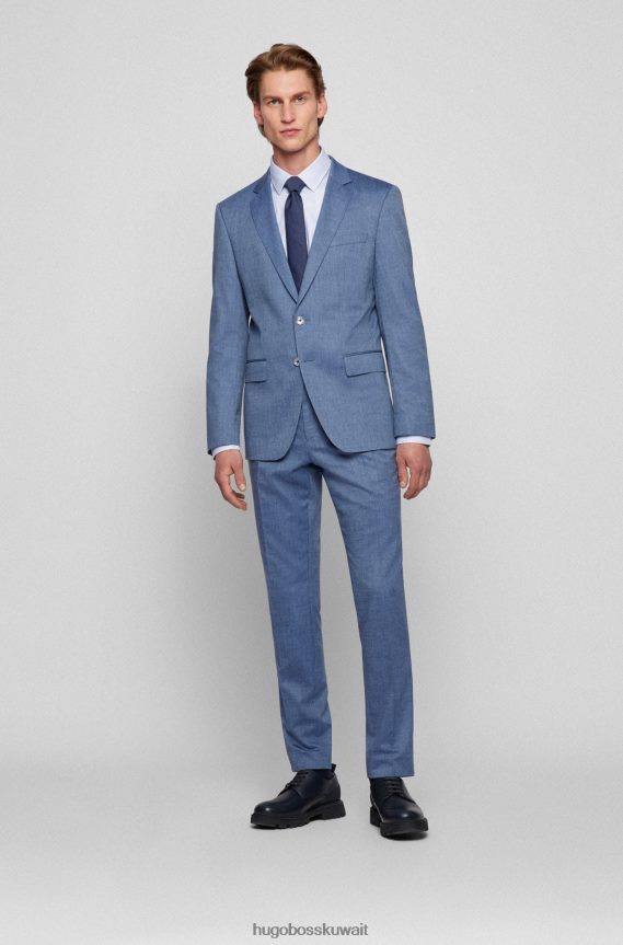 4TFNJN2232 أزرق فاتح Hugo Boss قميص Hugo ذو قصة ضيقة باللون الأزرق الفاتح مصنوع من القطن النشط المنعش