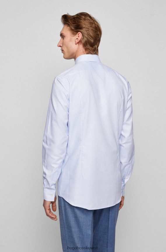 4TFNJN2232 أزرق فاتح Hugo Boss قميص Hugo ذو قصة ضيقة باللون الأزرق الفاتح مصنوع من القطن النشط المنعش