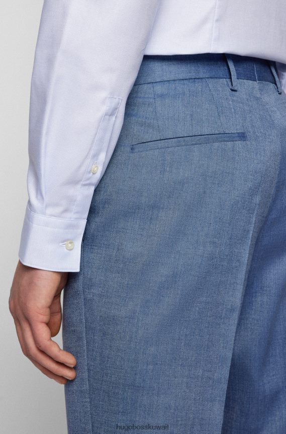 4TFNJN2232 أزرق فاتح Hugo Boss قميص Hugo ذو قصة ضيقة باللون الأزرق الفاتح مصنوع من القطن النشط المنعش