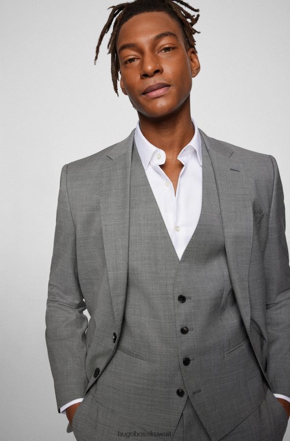 4TFNJN2233 أبيض Hugo Boss قميص Hugo ذو قصة ضيقة من القطن الأبيض النشط