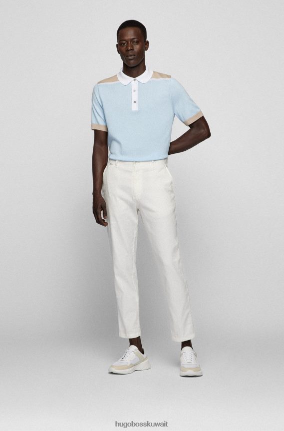 4TFNJN2236 أزرق فاتح Hugo Boss قميص بولو من القطن المرسيري مع لون أزرق فاتح من هوغو