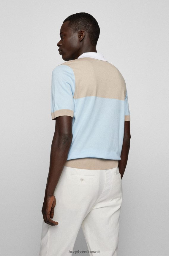 4TFNJN2236 أزرق فاتح Hugo Boss قميص بولو من القطن المرسيري مع لون أزرق فاتح من هوغو