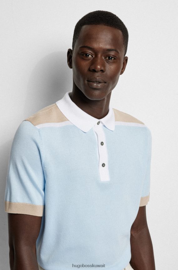 4TFNJN2236 أزرق فاتح Hugo Boss قميص بولو من القطن المرسيري مع لون أزرق فاتح من هوغو