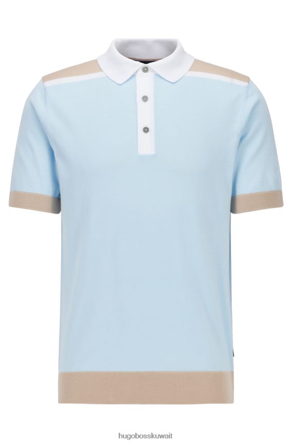 4TFNJN2236 أزرق فاتح Hugo Boss قميص بولو من القطن المرسيري مع لون أزرق فاتح من هوغو
