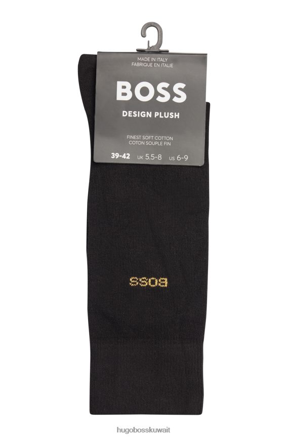 4TFNJN2238 أسود Hugo Boss Hugo - حزمة من قطعتين من الجوارب ذات الطول العادي مع تفاصيل الشعار