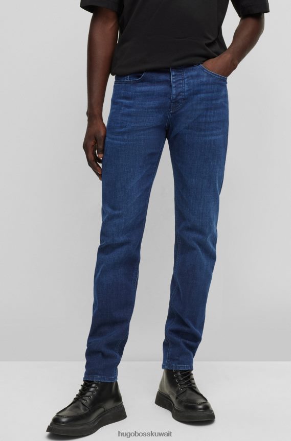4TFNJN2239 أزرق غامق Hugo Boss جينز هوغو مدبب من قماش الدنيم الأزرق الداكن فائق التمدد باللون الأزرق الداكن