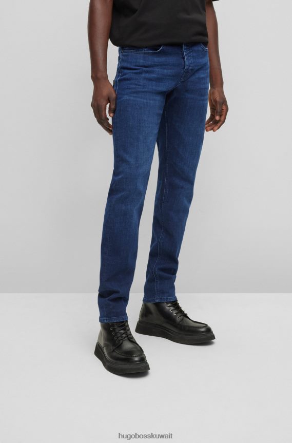 4TFNJN2239 أزرق غامق Hugo Boss جينز هوغو مدبب من قماش الدنيم الأزرق الداكن فائق التمدد باللون الأزرق الداكن