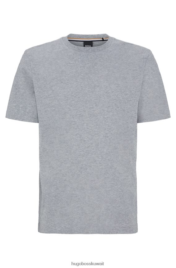 4TFNJN2240 رمادي فاتح Hugo Boss تيشيرت بشعار الماركة بمقاس عادي مصنوع من قطن الجيرسيه باللون الرمادي الفاتح من Hugo