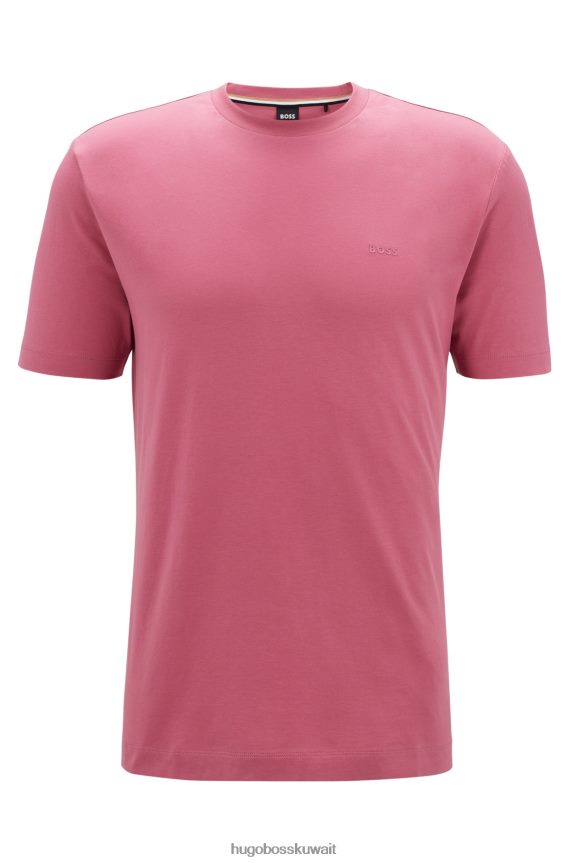 4TFNJN2241 وردي فاتح Hugo Boss تيشيرت بشعار الماركة ذو قصة عادية باللون الوردي الفاتح مصنوع من قطن جيرسي هوغو