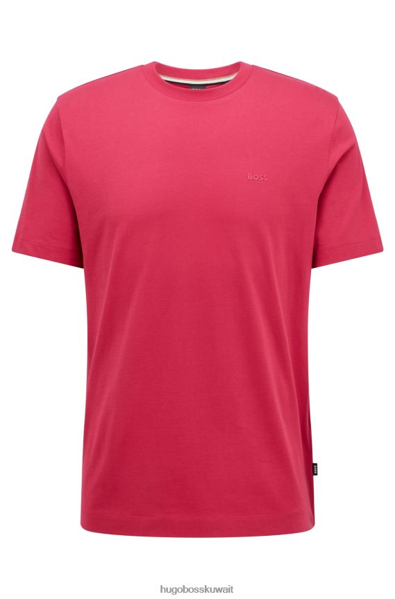 4TFNJN2242 لون القرنفل Hugo Boss تيشيرت بشعار الماركة بمقاس عادي مصنوع من قطن جيرسي باللون الوردي