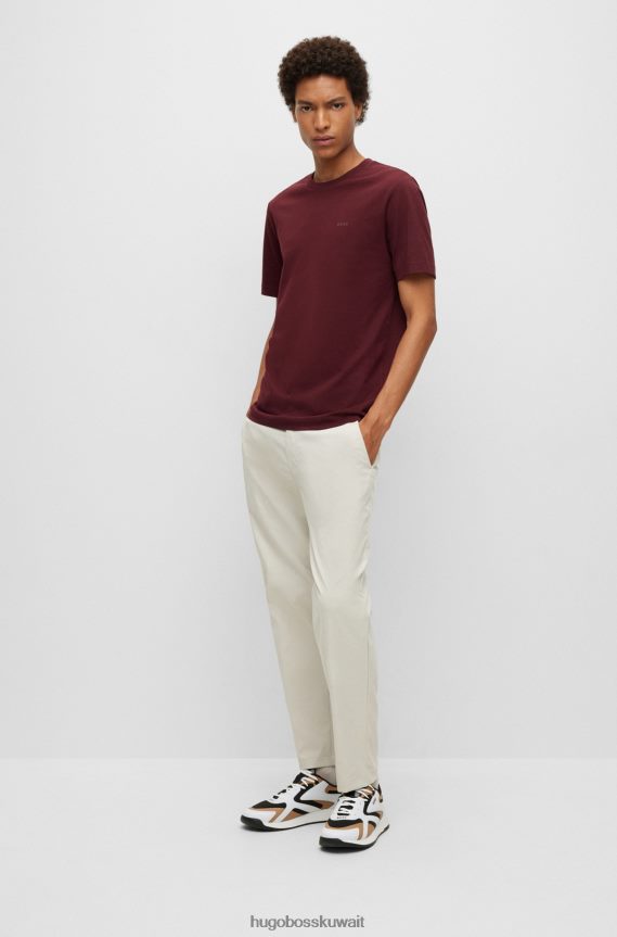 4TFNJN2244 احمر غامق Hugo Boss تيشيرت Hugo باللون الأحمر الداكن بشعار الماركة مصنوع من قطن الجيرسيه