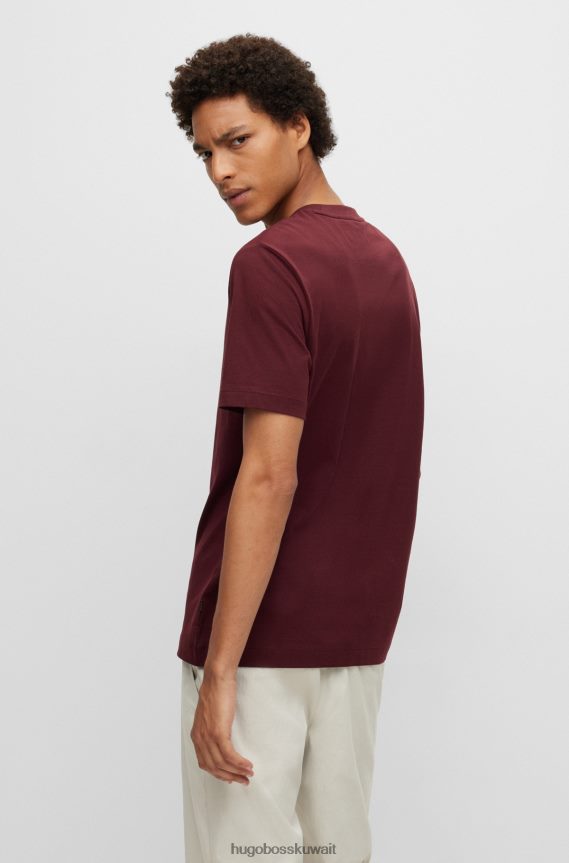 4TFNJN2244 احمر غامق Hugo Boss تيشيرت Hugo باللون الأحمر الداكن بشعار الماركة مصنوع من قطن الجيرسيه