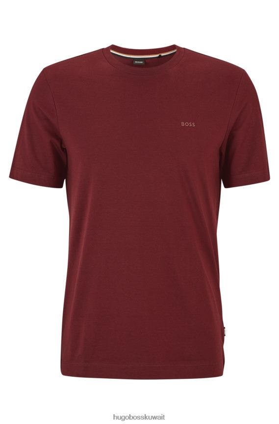 4TFNJN2244 احمر غامق Hugo Boss تيشيرت Hugo باللون الأحمر الداكن بشعار الماركة مصنوع من قطن الجيرسيه