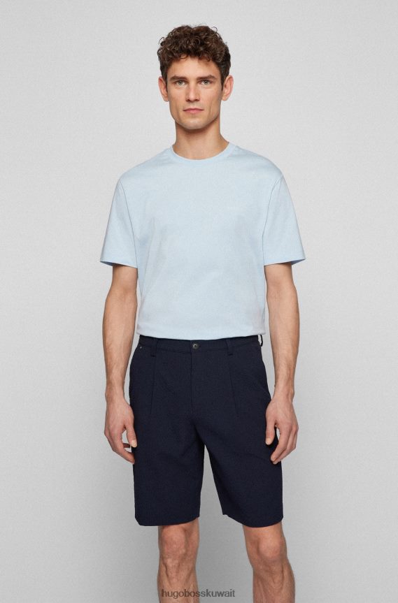 4TFNJN2245 أزرق فاتح Hugo Boss تيشيرت Hugo بشعار الماركة بمقاس عادي مصنوع من قطن الجيرسيه باللون الأزرق الفاتح