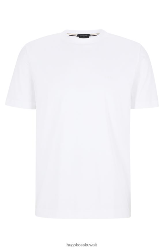 4TFNJN2248 أبيض Hugo Boss تيشيرت بشعار الماركة بمقاس عادي مصنوع من قطن جيرسي هوغو باللون الأبيض
