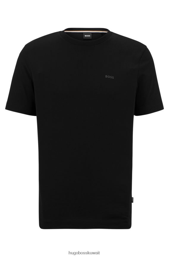 4TFNJN2249 أسود Hugo Boss تيشيرت هوغو أسود بشعار الماركة مصنوع من قطن الجيرسيه