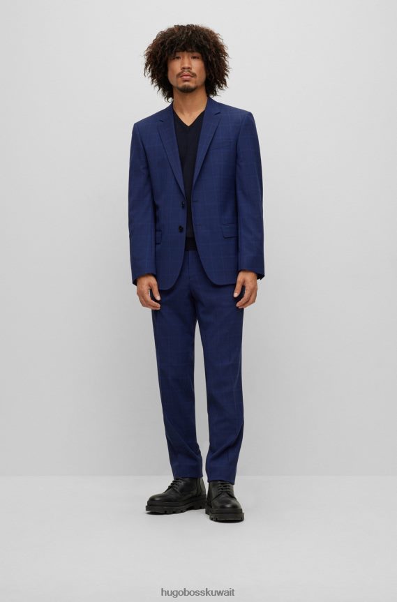 4TFNJN2253 أزرق غامق Hugo Boss سترة زرقاء داكنة بفتحة رقبة على شكل حرف V من هوغو من الصوف البكر