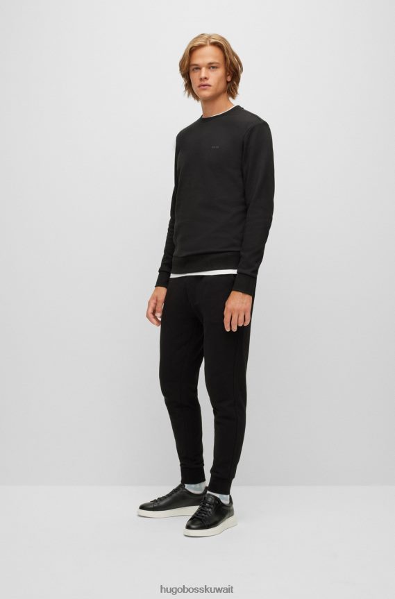 4TFNJN2257 أسود Hugo Boss سويت شيرت هوغو من القطن العضوي مع شعار مطبوع بالمطاط باللون الأسود