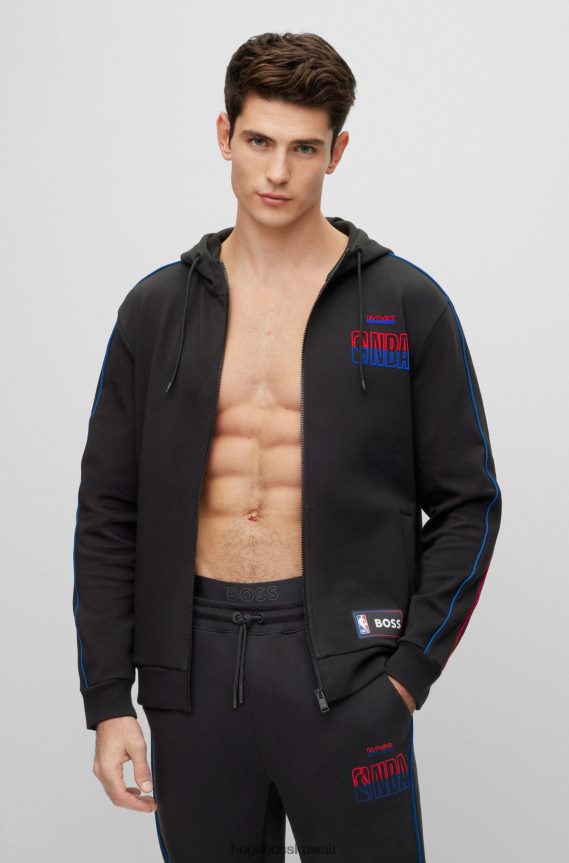 4TFNJN2258 nba عام Hugo Boss & سترة بغطاء للرأس من مزيج القطن بسحاب NBA