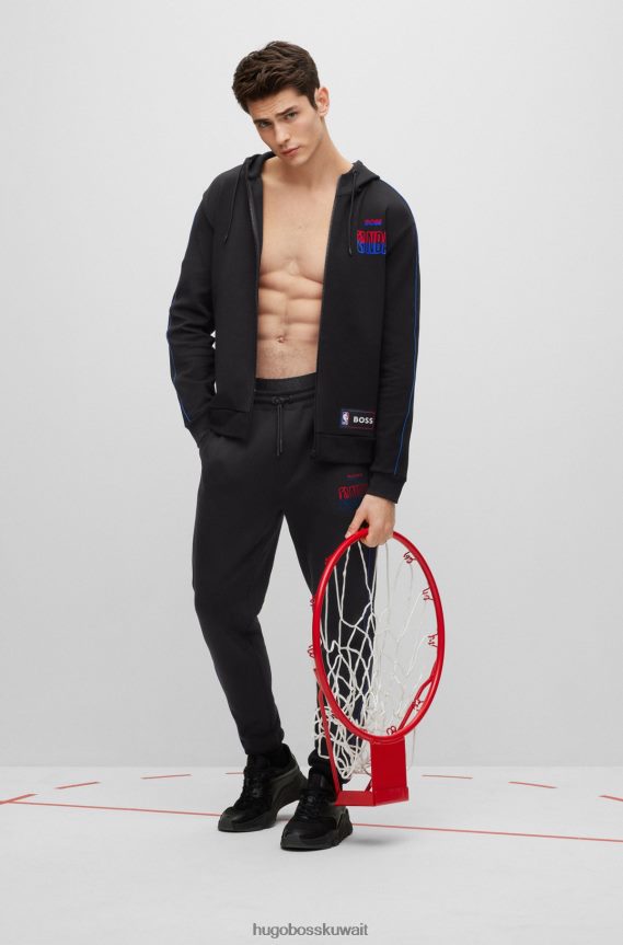 4TFNJN2258 nba عام Hugo Boss & سترة بغطاء للرأس من مزيج القطن بسحاب NBA