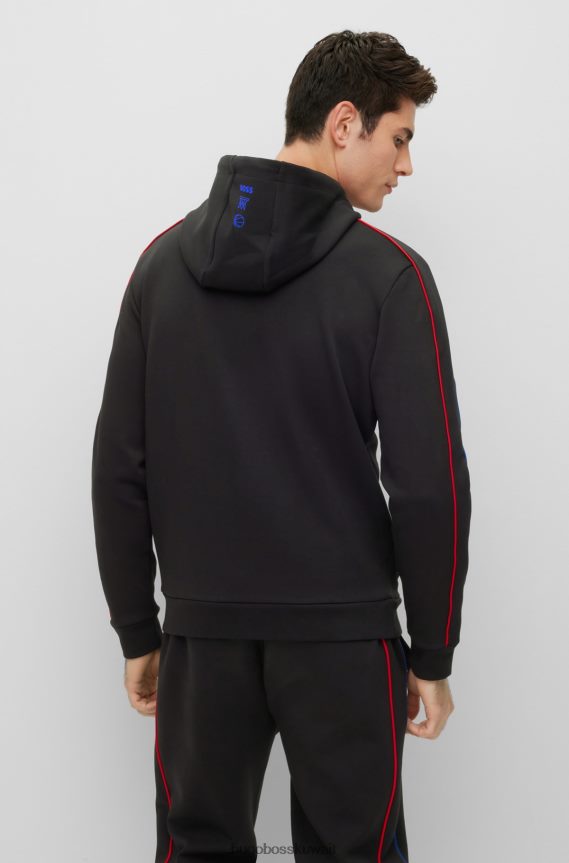 4TFNJN2258 nba عام Hugo Boss & سترة بغطاء للرأس من مزيج القطن بسحاب NBA