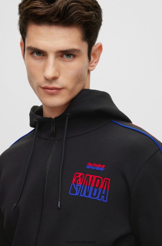 4TFNJN2258 nba عام Hugo Boss & سترة بغطاء للرأس من مزيج القطن بسحاب NBA