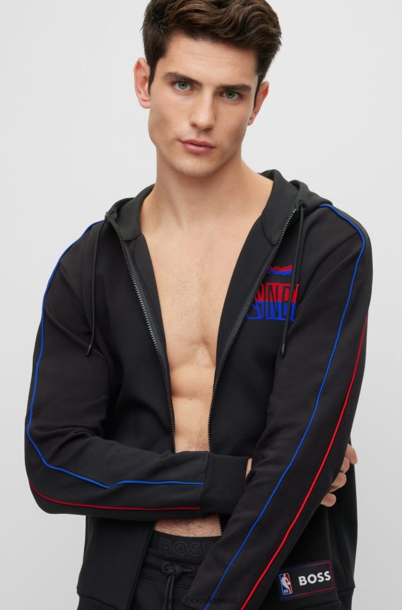 4TFNJN2258 nba عام Hugo Boss & سترة بغطاء للرأس من مزيج القطن بسحاب NBA