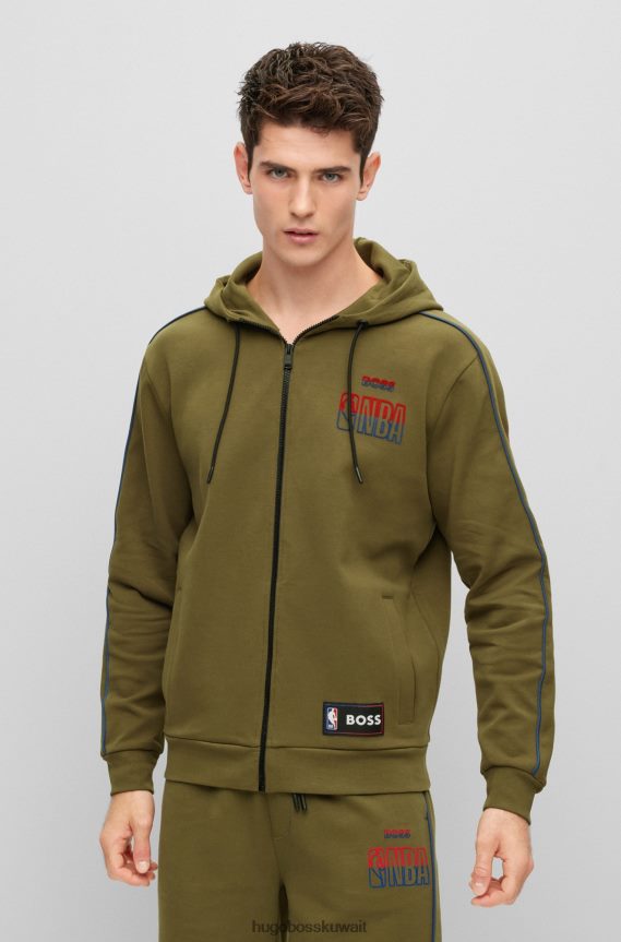 4TFNJN2259 nba عام Hugo Boss & سترة بغطاء رأس بسحاب من مزيج القطن NBA