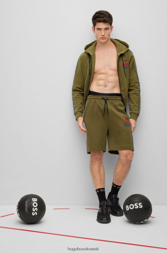 4TFNJN2259 nba عام Hugo Boss & سترة بغطاء رأس بسحاب من مزيج القطن NBA