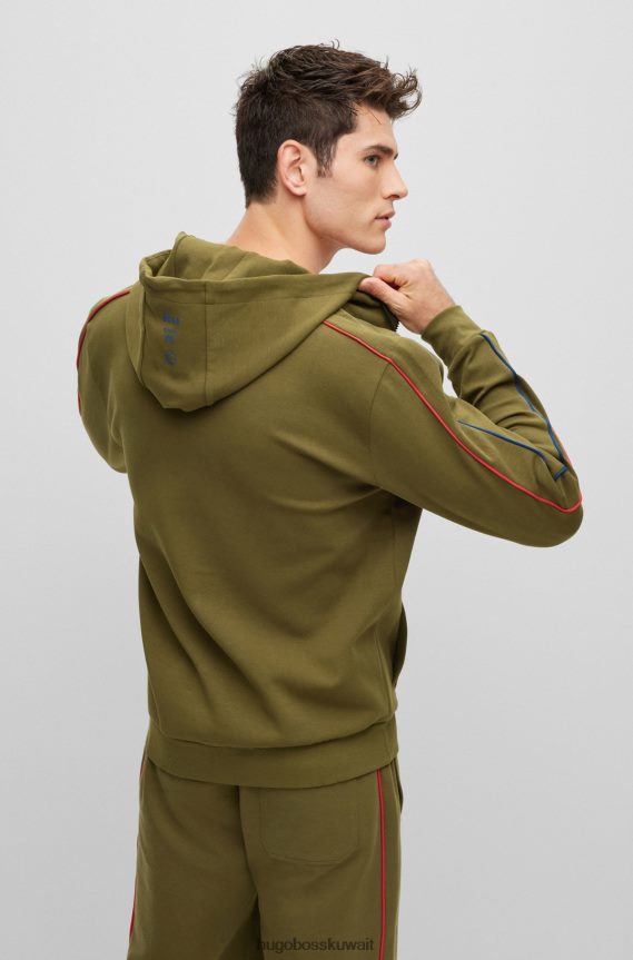 4TFNJN2259 nba عام Hugo Boss & سترة بغطاء رأس بسحاب من مزيج القطن NBA